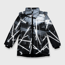Куртка зимняя для девочки Абстрактное множество фонарей во тьме - Белый, цвет: 3D-черный