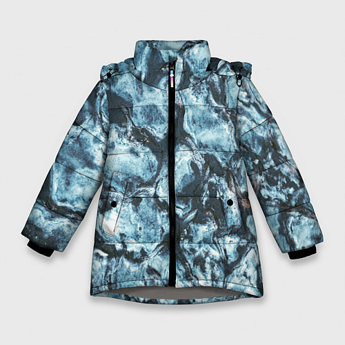 Зимняя куртка для девочки Холодная ледяная броня - Синий / 3D-Светло-серый – фото 1