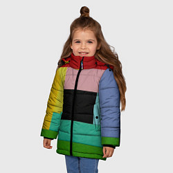 Куртка зимняя для девочки Абстрактные геометрические прямоугольники - Чёрный, цвет: 3D-светло-серый — фото 2