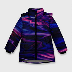 Куртка зимняя для девочки Фиолетово-розовый абстрактный узор, цвет: 3D-светло-серый