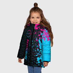 Куртка зимняя для девочки Nissan - neon gradient, цвет: 3D-черный — фото 2