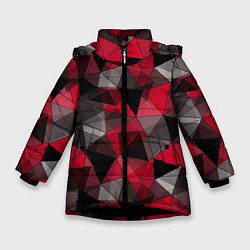 Зимняя куртка для девочки Красно-серый геометрический
