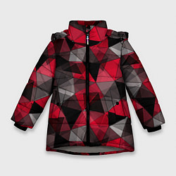 Зимняя куртка для девочки Красно-серый геометрический