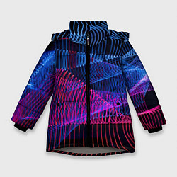 Зимняя куртка для девочки Неоновые электронные волнообразные линии