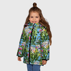 Куртка зимняя для девочки Милые Цветы, цвет: 3D-черный — фото 2