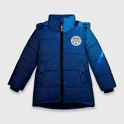 Куртка зимняя для девочки Сборная Уругвая синяя абстракция, цвет: 3D-черный