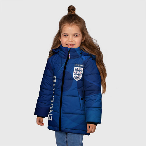 Зимняя куртка для девочки Сборная Англии Синяя Абстракция / 3D-Черный – фото 3