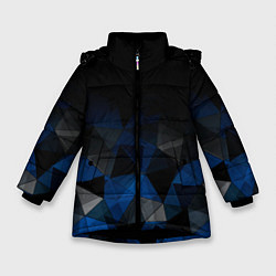 Зимняя куртка для девочки Черно-синий геометрический