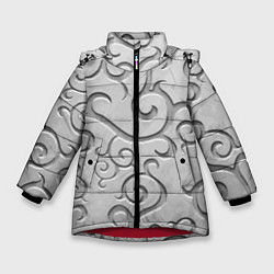 Куртка зимняя для девочки Ажурный орнамент на поверхности металла, цвет: 3D-красный