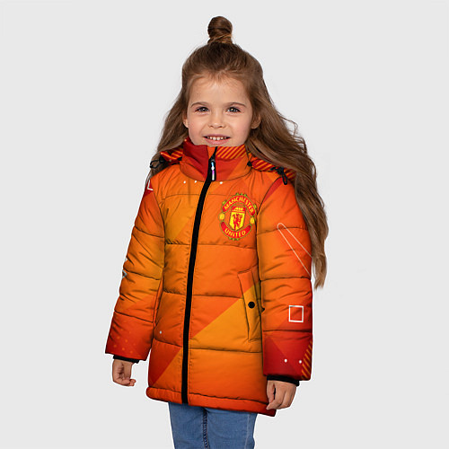 Зимняя куртка для девочки Manchester united Абстракция спорт / 3D-Светло-серый – фото 3