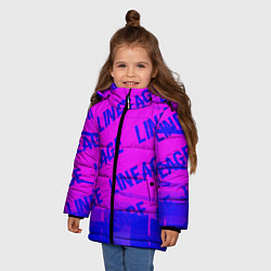 Куртка зимняя для девочки Lineage glitch text effect: паттерн, цвет: 3D-черный — фото 2