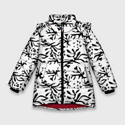 Зимняя куртка для девочки Черно белый абстрактный модный узор