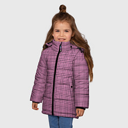 Куртка зимняя для девочки Мелкая черно-розовая клетка, цвет: 3D-светло-серый — фото 2