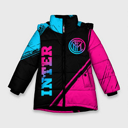 Зимняя куртка для девочки Inter - neon gradient: символ и надпись вертикальн