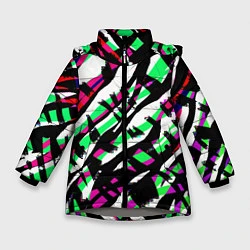 Куртка зимняя для девочки Разноцветная Зебра, цвет: 3D-светло-серый