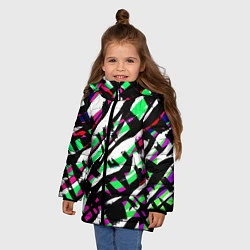 Куртка зимняя для девочки Разноцветная Зебра, цвет: 3D-светло-серый — фото 2