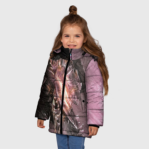 Зимняя куртка для девочки Берсерк Гатс В Доспехах Извергает Огонь / 3D-Светло-серый – фото 3
