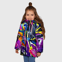 Куртка зимняя для девочки Крутое экспрессивное граффити, цвет: 3D-черный — фото 2