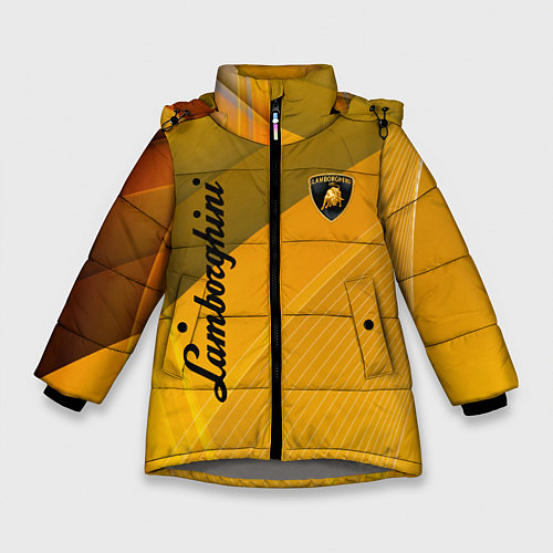 Зимняя куртка для девочки Lamborghini - абстракция / 3D-Светло-серый – фото 1