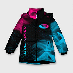 Куртка зимняя для девочки Land Rover - neon gradient: символ и надпись верти, цвет: 3D-черный