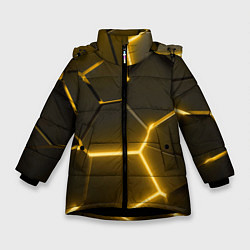 Зимняя куртка для девочки Золотые неоновые геометрические плиты