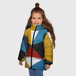 Куртка зимняя для девочки Абстрактный набор разноцветных геометрических фигу, цвет: 3D-светло-серый — фото 2