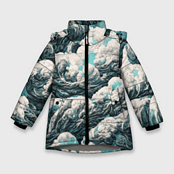 Куртка зимняя для девочки Облачные узоры, цвет: 3D-светло-серый