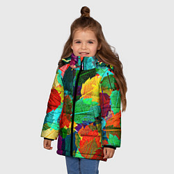 Куртка зимняя для девочки Colored leaves, цвет: 3D-светло-серый — фото 2