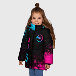 Куртка зимняя для девочки Opel - neon gradient: символ и надпись вертикально, цвет: 3D-черный — фото 2