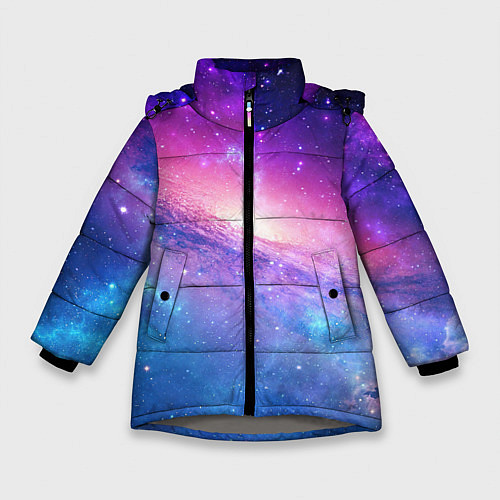Зимняя куртка для девочки Космическая воронка / 3D-Светло-серый – фото 1
