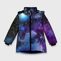 Куртка зимняя для девочки Дым вселенной, цвет: 3D-черный