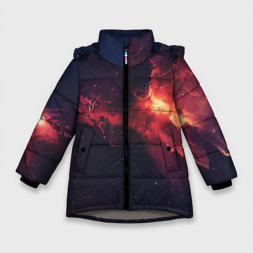 Зимняя куртка для девочки Космическое пламя / 3D-Светло-серый – фото 1