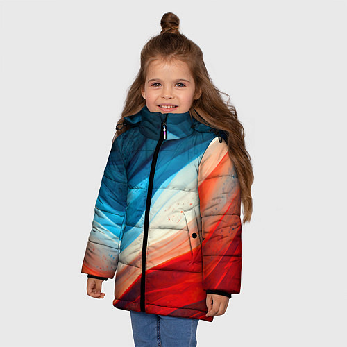 Зимняя куртка для девочки Неоновые яркие волны / 3D-Черный – фото 3