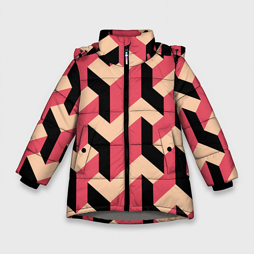 Зимняя куртка для девочки Объемный геометрический узор geometry / 3D-Светло-серый – фото 1
