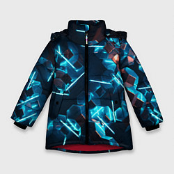 Куртка зимняя для девочки Неоновая змейка, цвет: 3D-красный