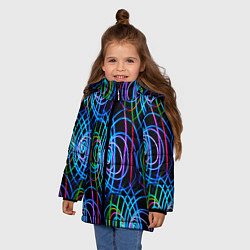 Куртка зимняя для девочки Неоновые завитки, цвет: 3D-светло-серый — фото 2