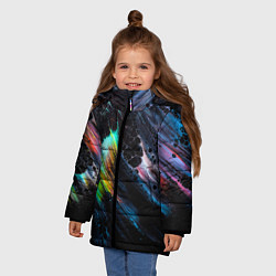 Куртка зимняя для девочки Радужное северное сияние, цвет: 3D-светло-серый — фото 2
