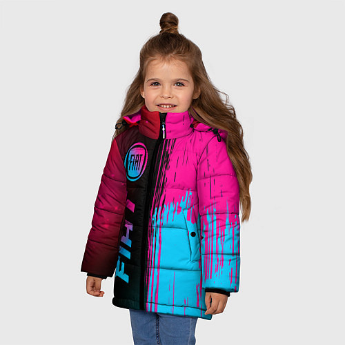 Зимняя куртка для девочки Fiat - neon gradient: по-вертикали / 3D-Черный – фото 3