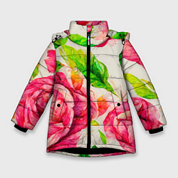 Зимняя куртка для девочки Яркие выразительные розы