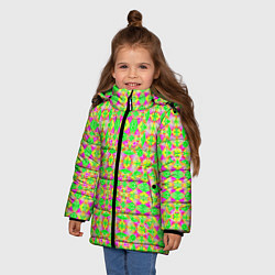 Куртка зимняя для девочки Желтый, зеленый, малиновый калейдоскопический неон, цвет: 3D-черный — фото 2