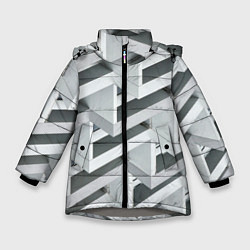 Куртка зимняя для девочки Огромное множество блоков - Броня, цвет: 3D-светло-серый