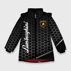 Куртка зимняя для девочки Lamborghini карбон, цвет: 3D-красный