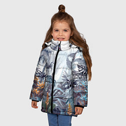 Куртка зимняя для девочки Пышный тропический лес, цвет: 3D-красный — фото 2