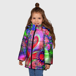 Куртка зимняя для девочки Фракталы нежных оттенков, цвет: 3D-черный — фото 2
