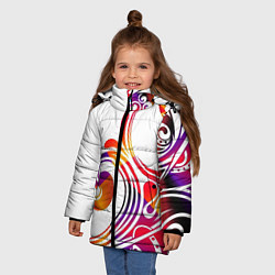 Куртка зимняя для девочки Узор на белом фоне, цвет: 3D-светло-серый — фото 2