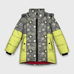 Зимняя куртка для девочки Абстрактный узор с неоновыми вставками