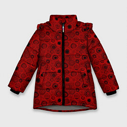 Куртка зимняя для девочки Красный абстрактный узор, цвет: 3D-светло-серый