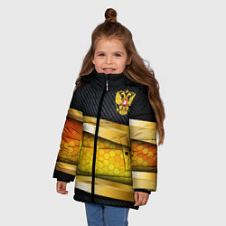 Куртка зимняя для девочки Black & gold - герб России, цвет: 3D-черный — фото 2