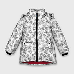 Куртка зимняя для девочки Череп штрихованный, цвет: 3D-красный