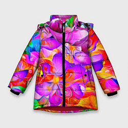 Куртка зимняя для девочки Flower Illusion, цвет: 3D-красный